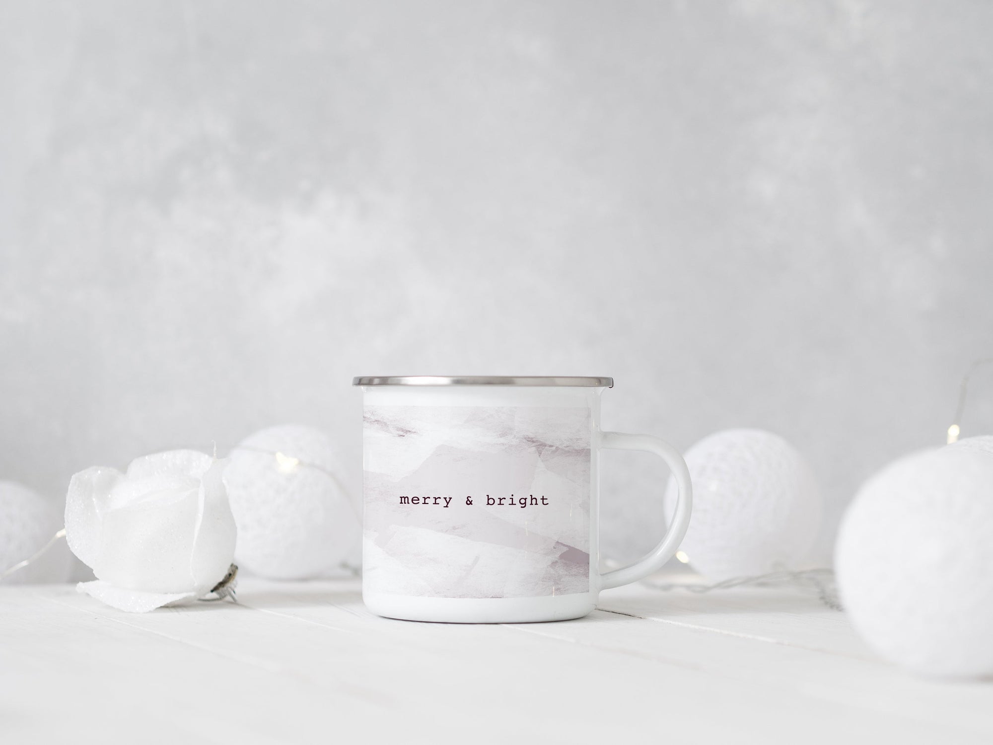 Christmas Camping Mug | Ice Abstract Design | Merry & Bright | Pink