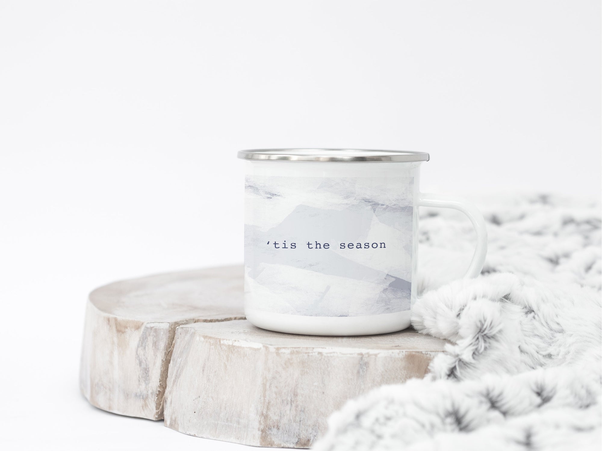 Christmas Camping Mug | Ice Abstract Design | 'Tis the Season | Blue