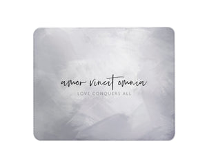 Latin Mousemat | Brushstrokes Abstract | Love Conquers All | Blue