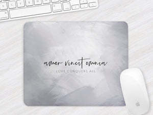 Latin Mousemat | Brushstrokes Abstract | Love Conquers All | Blue