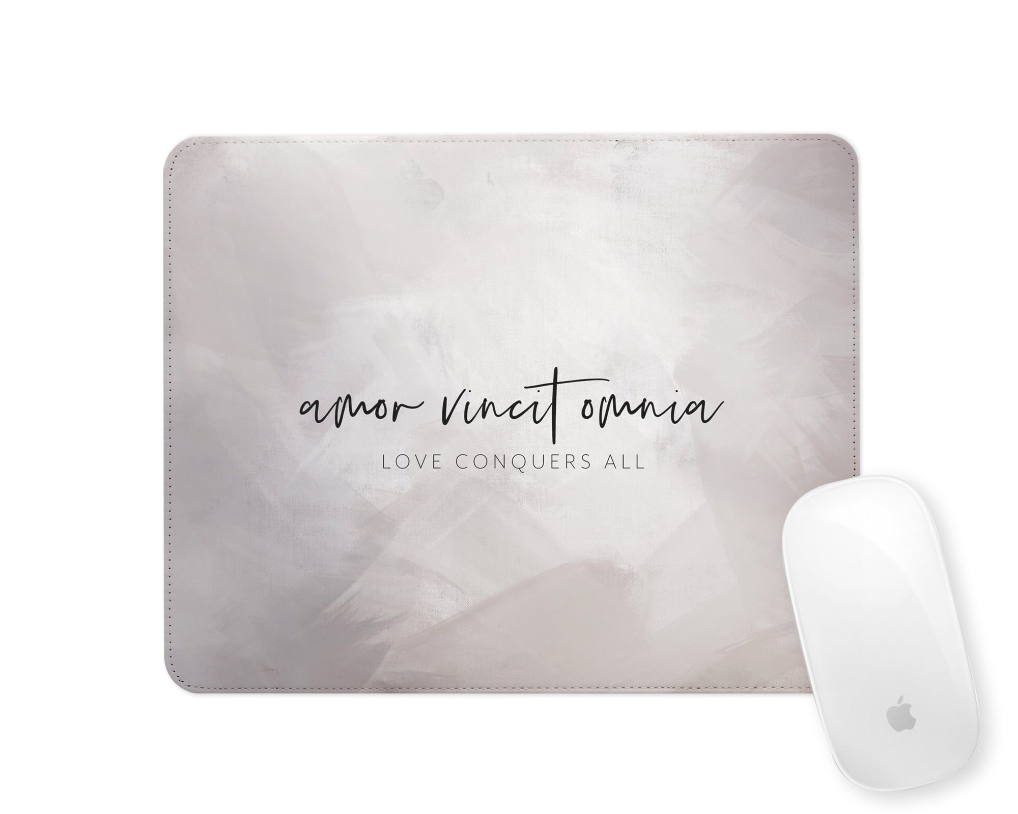 Latin Mousemat | Brushstrokes Abstract | Love Conquers All | Taupe