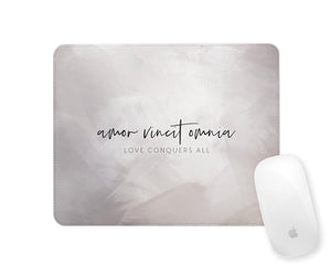 Latin Mousemat | Brushstrokes Abstract | Love Conquers All | Taupe