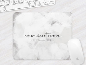 Latin Mousemat | Ice Abstract | Love Conquers All | Grey