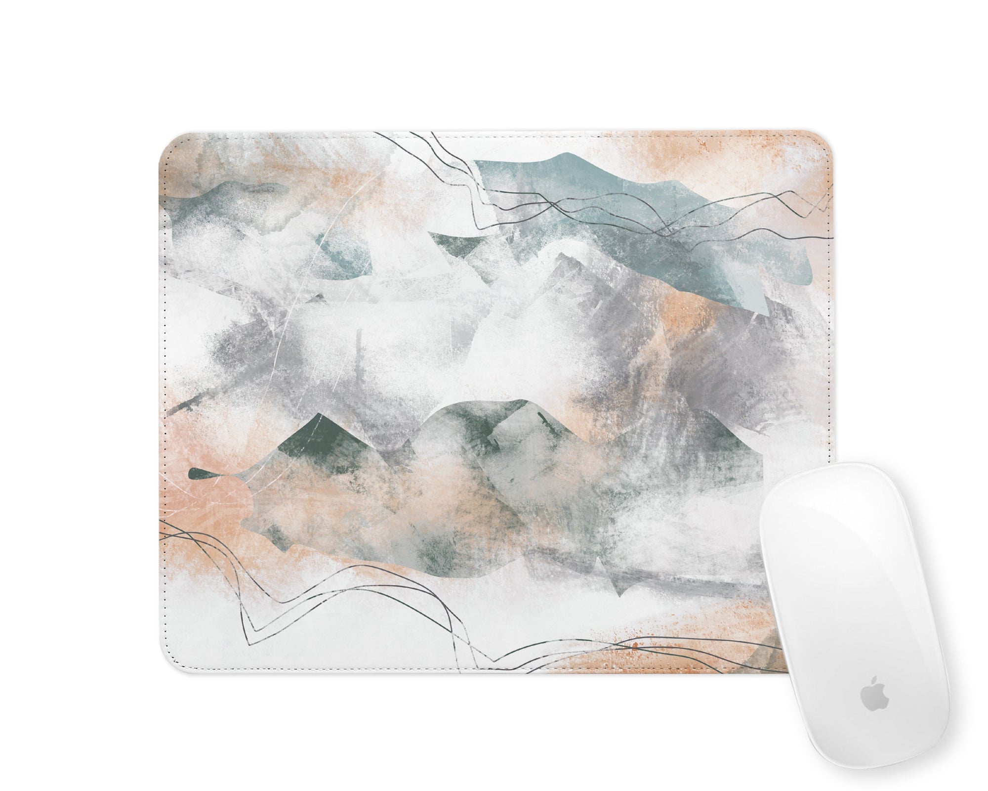 Mousemat | Mountains Abstract | Green & Amber