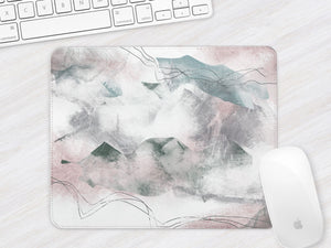 Mousemat | Mountains Abstract | Green & Pink
