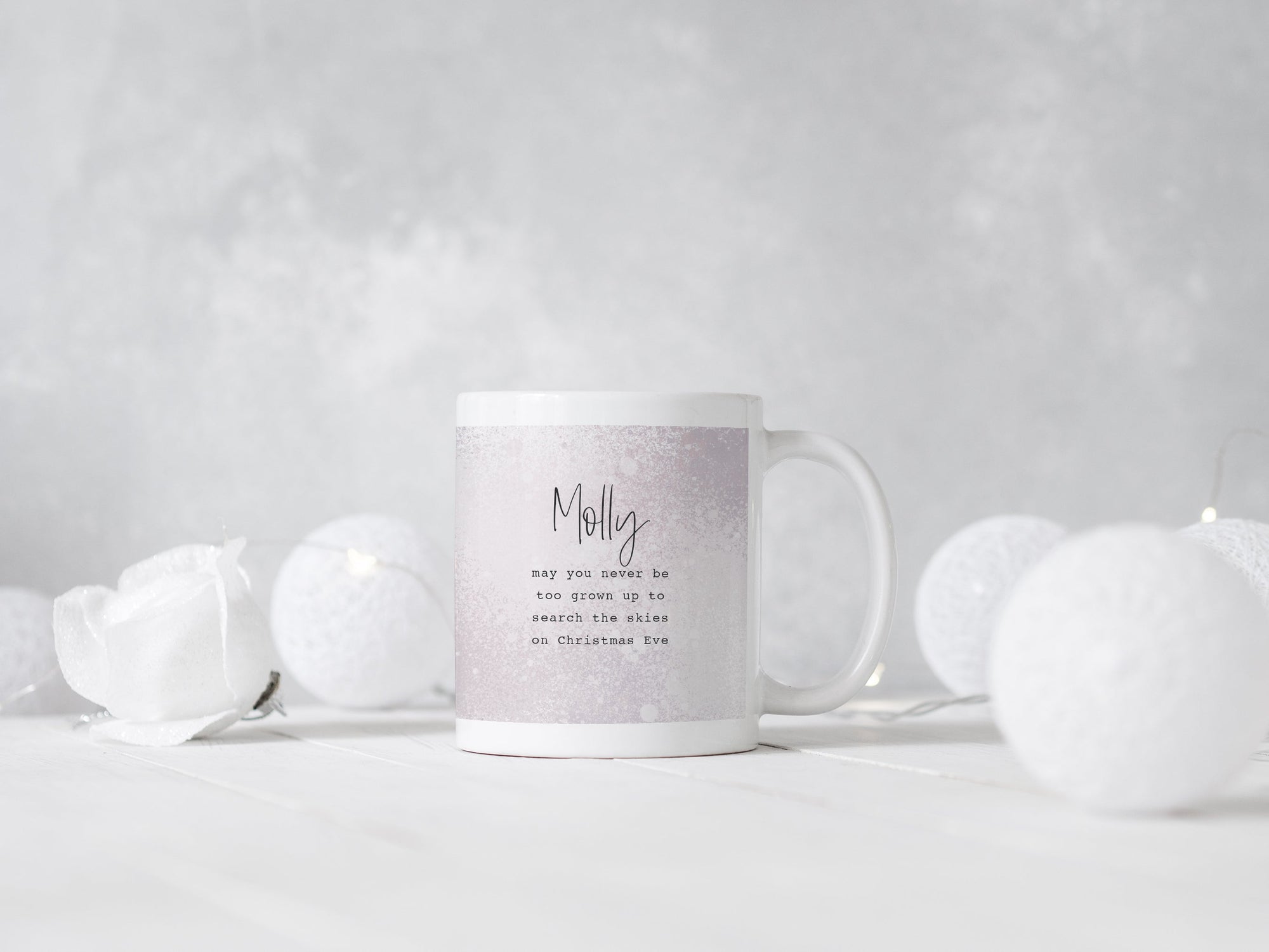 Personalised Ceramic Christmas Mug | Nightsky Abstract Design | Mauve