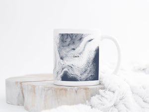 Personalised Ceramic Mug | Coastline Abstract Design | First Name | Blue