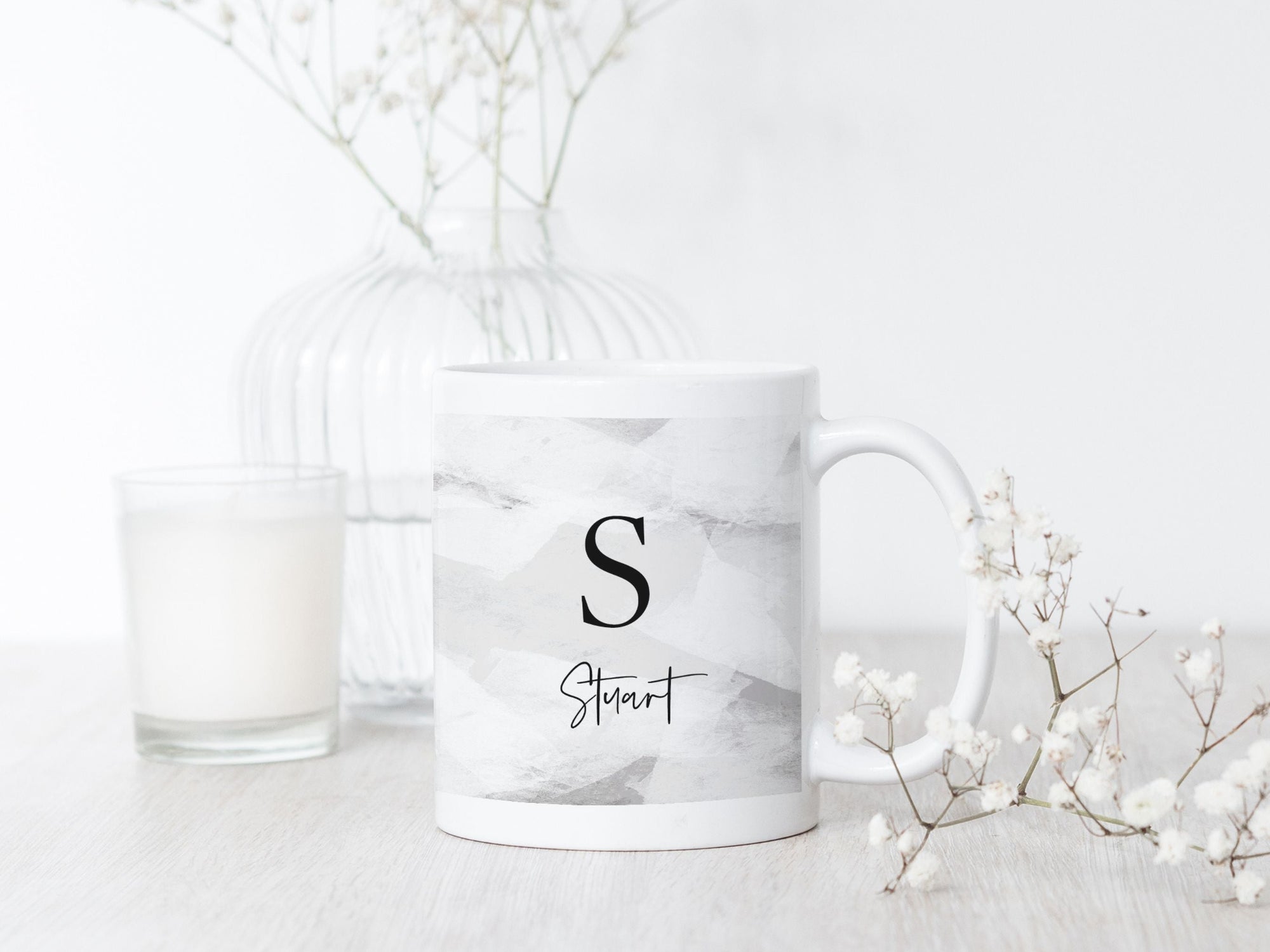 Personalised Ceramic Mug | Ice Abstract Design | Grey