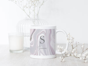 Personalised Ceramic Mug | Marble Abstract Design | Pink