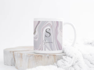 Personalised Ceramic Mug | Marble Abstract Design | Pink