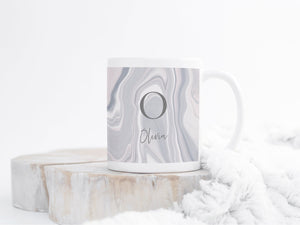 Personalised Ceramic Mug | Marble Abstract Design | Pink & Grey