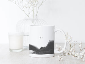 Personalised Ceramic Mug | Ocean Abstract Design | Initials | Black