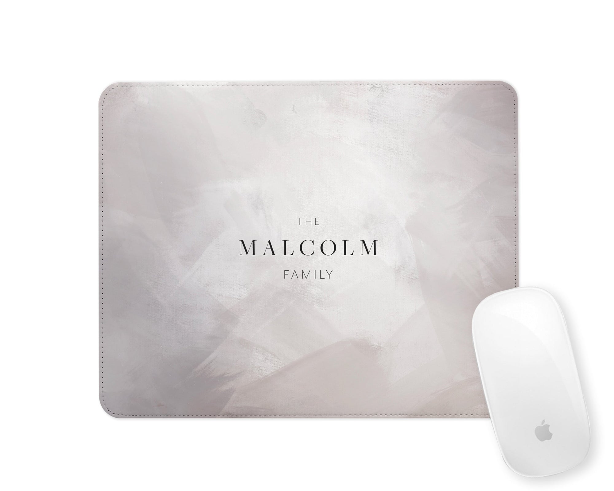 Personalised Family Mouse Mat | Brushstrokes Abstract | Taupe