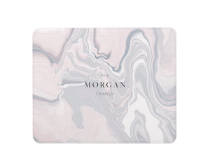 Personalised Family Mouse Mat | Marble Abstract | Pink & Grey