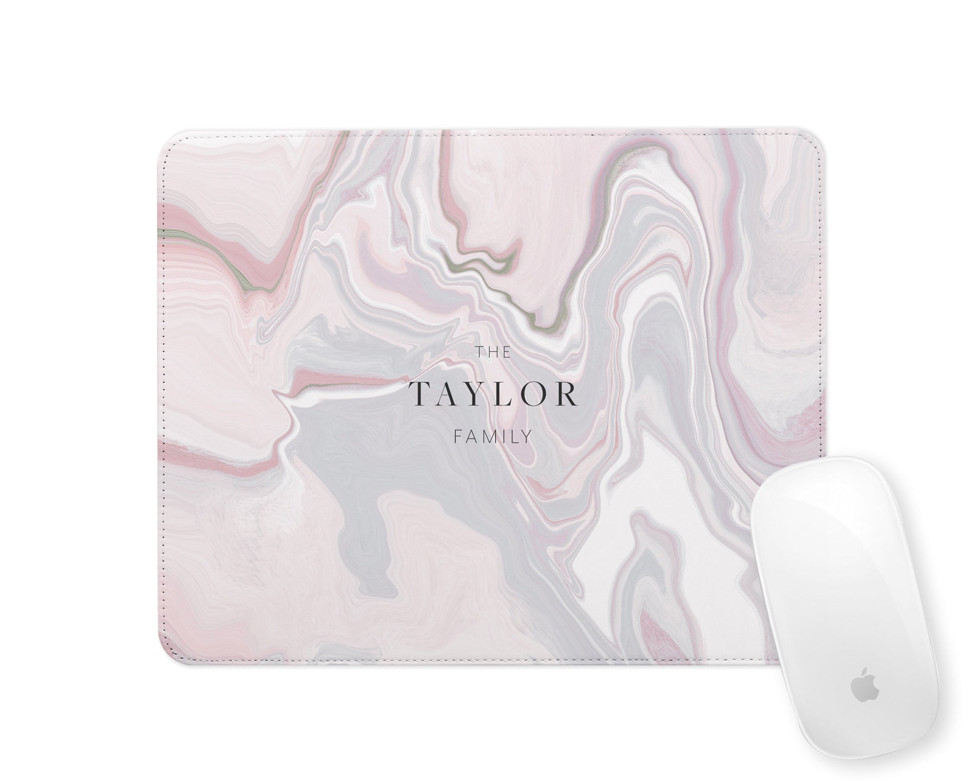 Personalised Family Mouse Mat | Marble Abstract | Pink