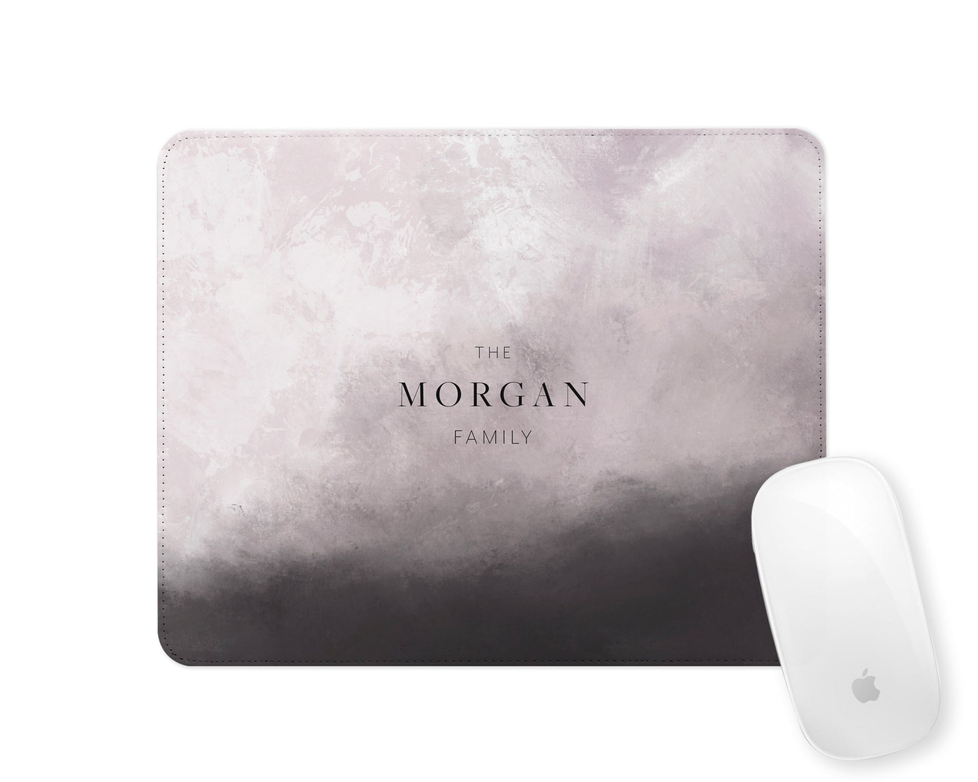 Personalised Family Mouse Mat | Stormclouds Abstract | Mauve