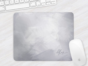 Personalised Mouse Mat | Brushstrokes Abstract | Script Name | Blue