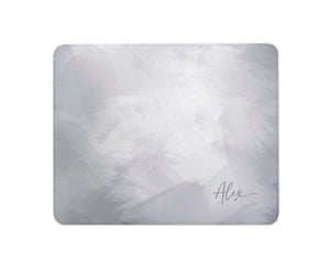 Personalised Mouse Mat | Brushstrokes Abstract | Script Name | Blue