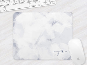 Personalised Mouse Mat | Ice Abstract | Script Initials | Blue