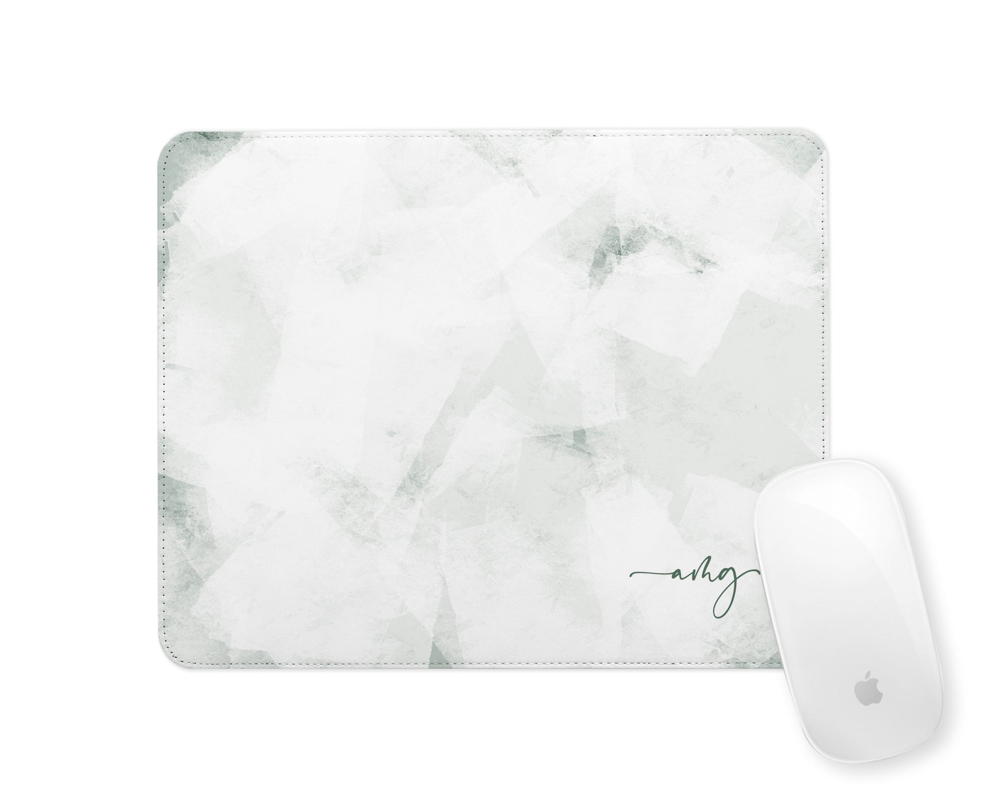 Personalised Mouse Mat | Ice Abstract | Script Initials | Green