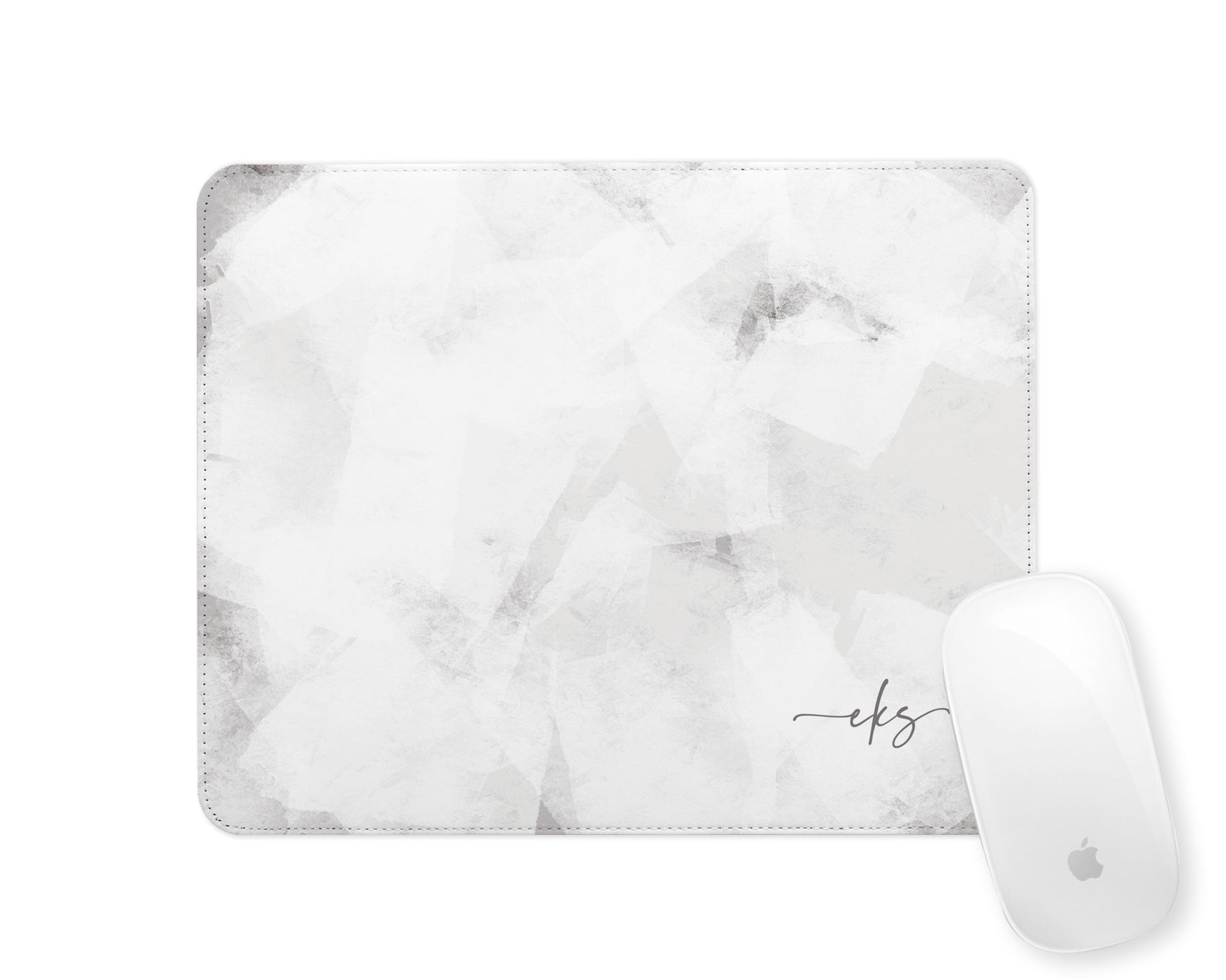 Personalised Mouse Mat | Ice Abstract | Script Initials | Grey