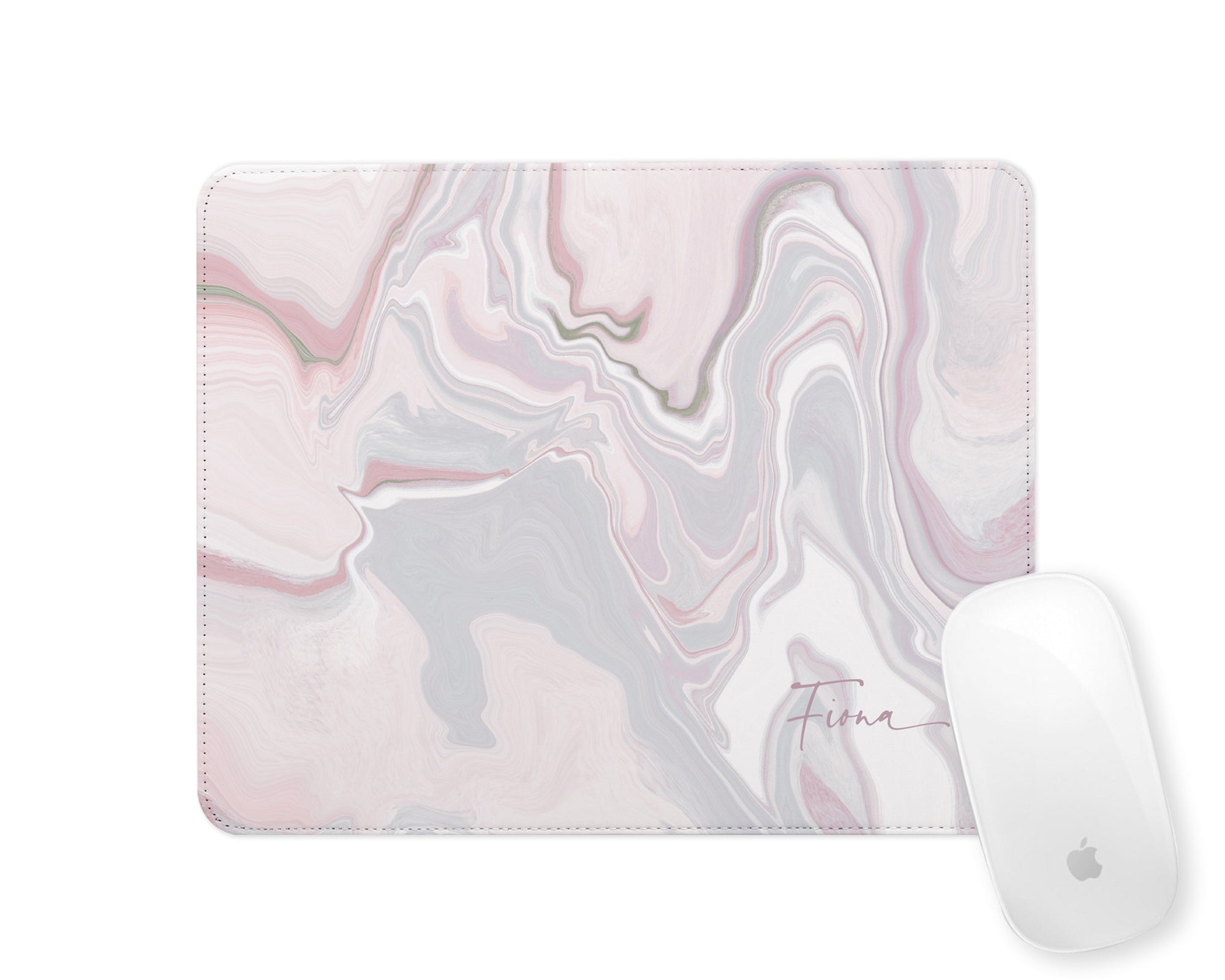 Personalised Mouse Mat | Marble Abstract | Script Name | Pink
