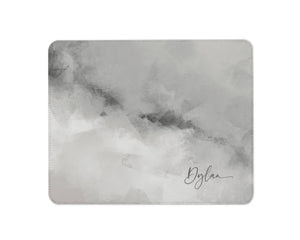 Personalised Mouse Mat | Quartz Abstract | Script Name | Grey