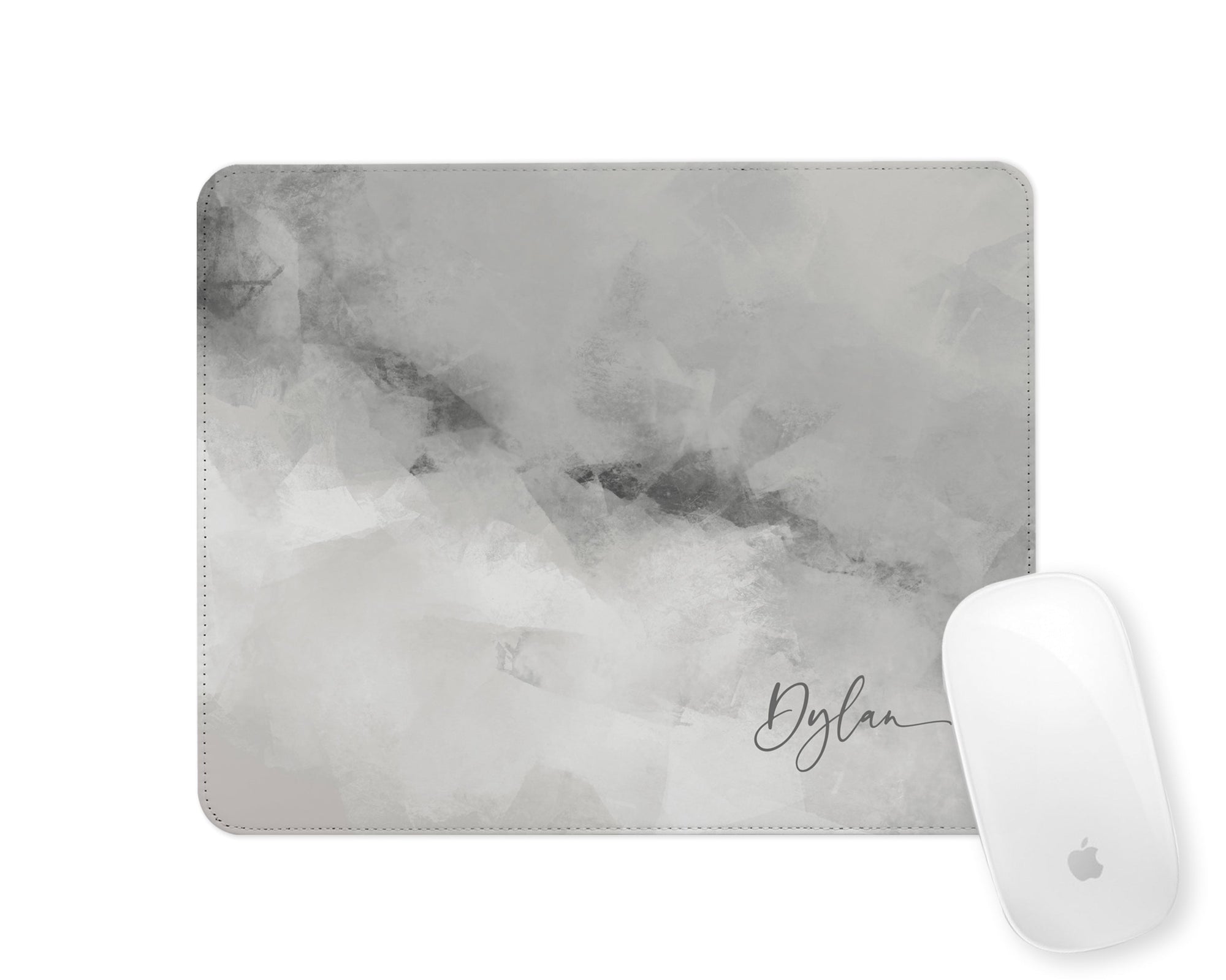 Personalised Mouse Mat | Quartz Abstract | Script Name | Grey