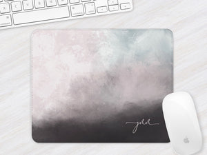 Personalised Mouse Mat | Stormclouds Abstract | Script Initials | Aqua