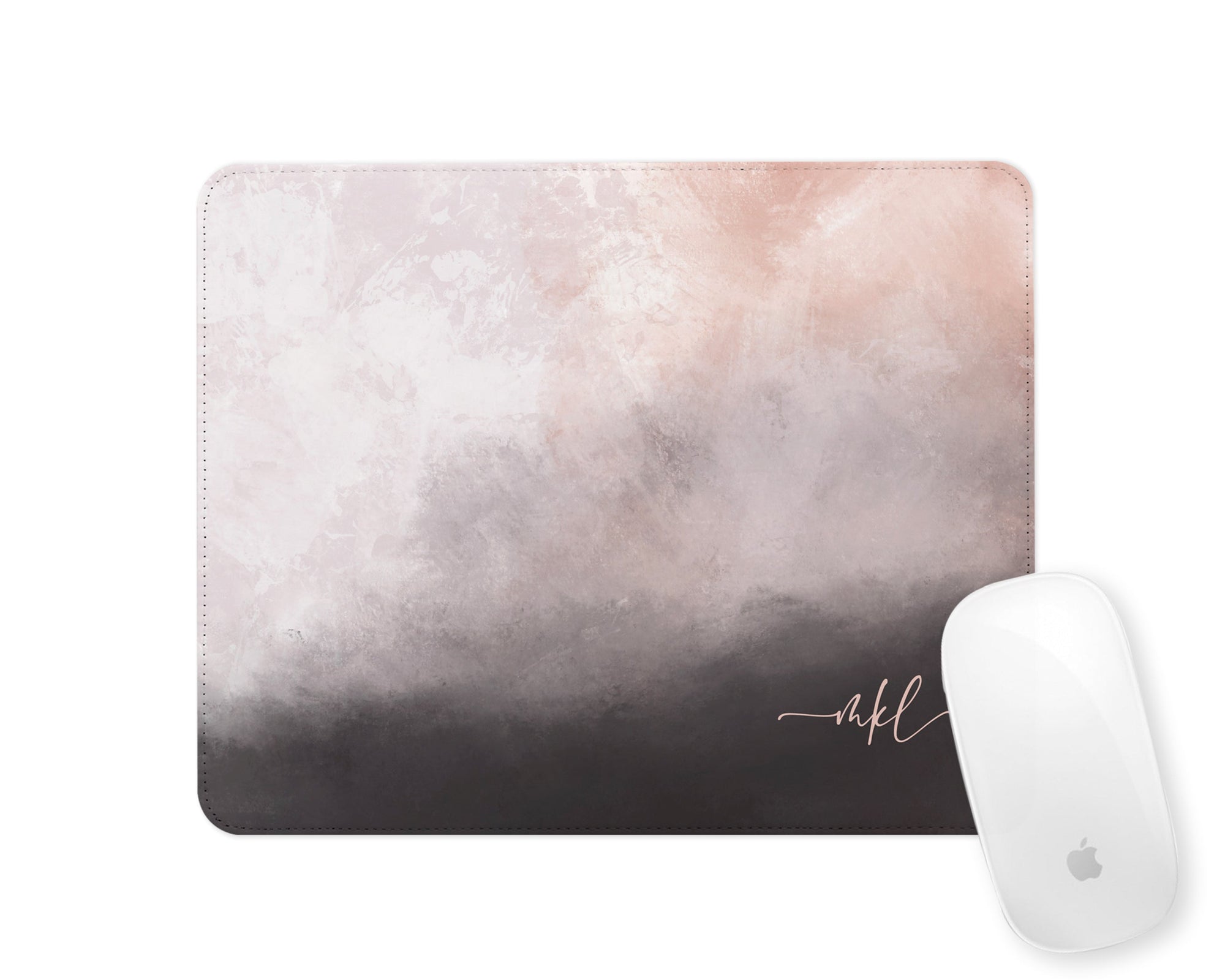 Personalised Mouse Mat | Stormclouds Abstract | Script Initials | Coral