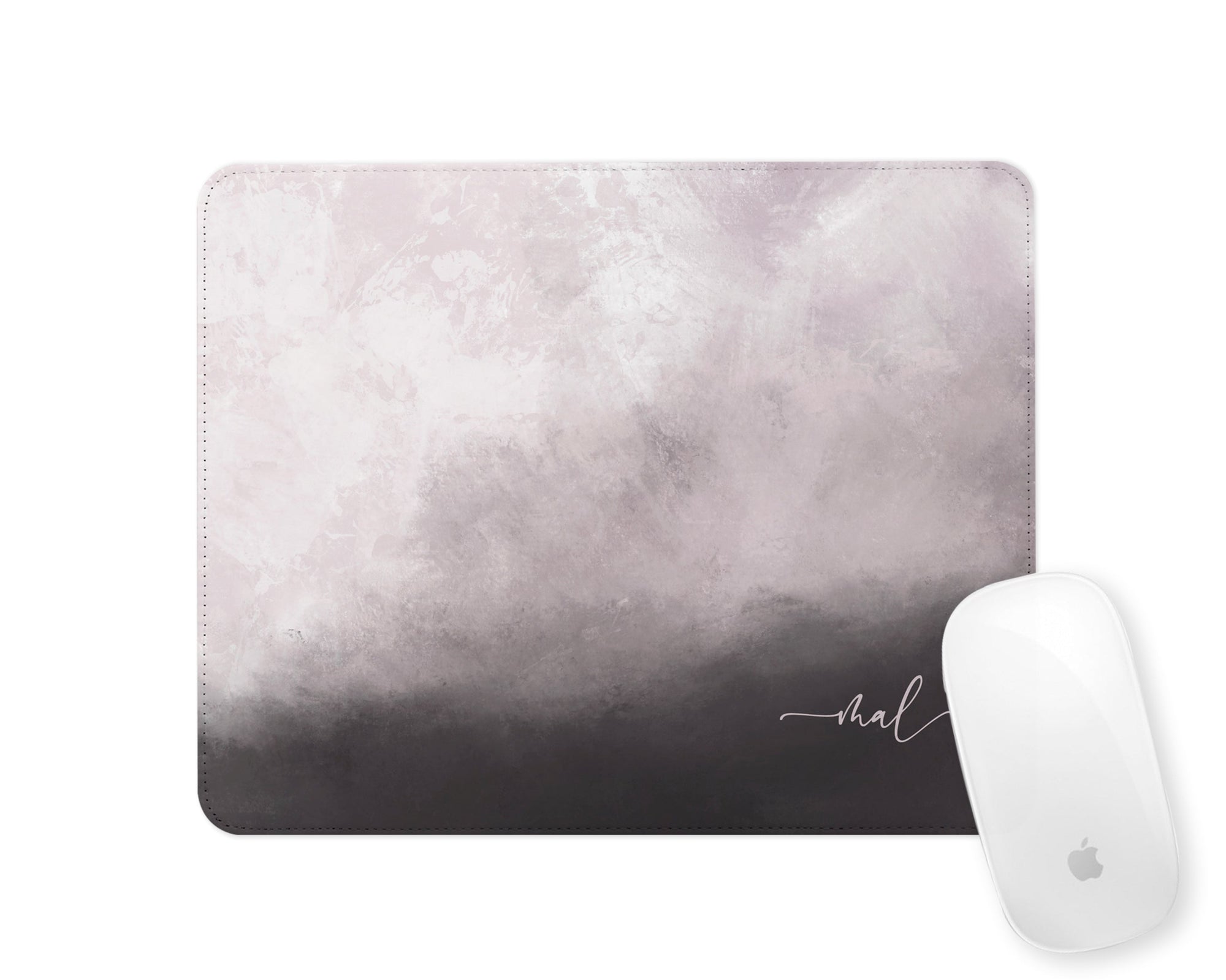 Personalised Mouse Mat | Stormclouds Abstract | Script Initials | Mauve
