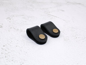 Set of 2 Cord Organiser Wraps | Cable Tidies | Black Saffiano Leather with Suede