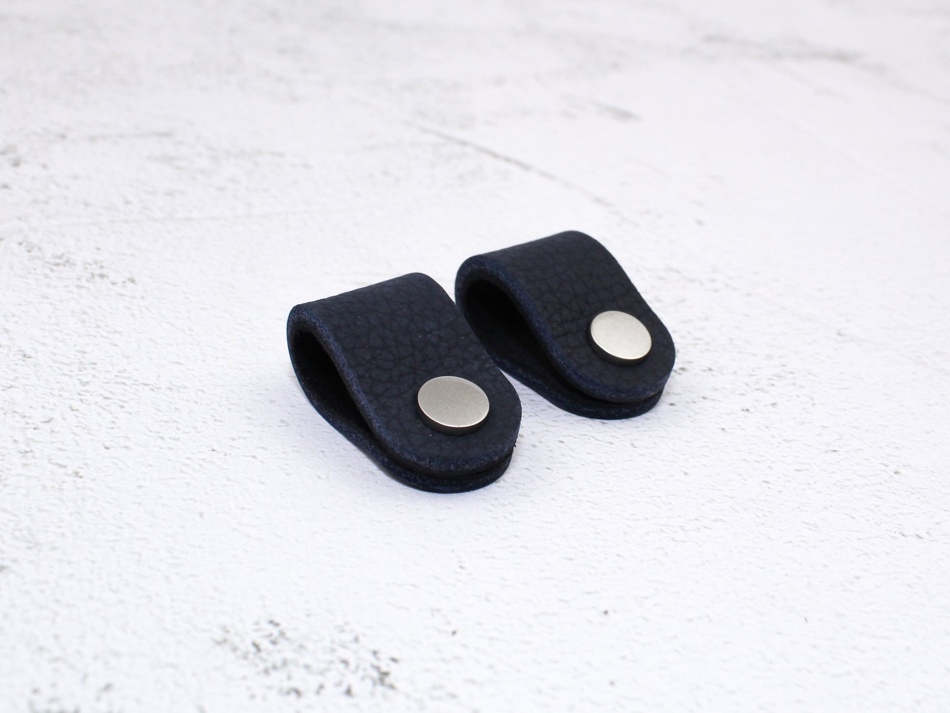 Set of 2 Cord Organiser Wraps | Cable Tidies | Navy Full Grain Leather with Suede