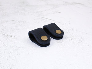Set of 2 Cord Organiser Wraps | Cable Tidies | Navy Full Grain Leather with Suede