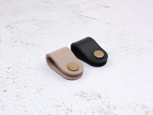 Set of 2 Cord Organiser Wraps | Cable Tidies | Nude & Black Saffiano Leather with Suede