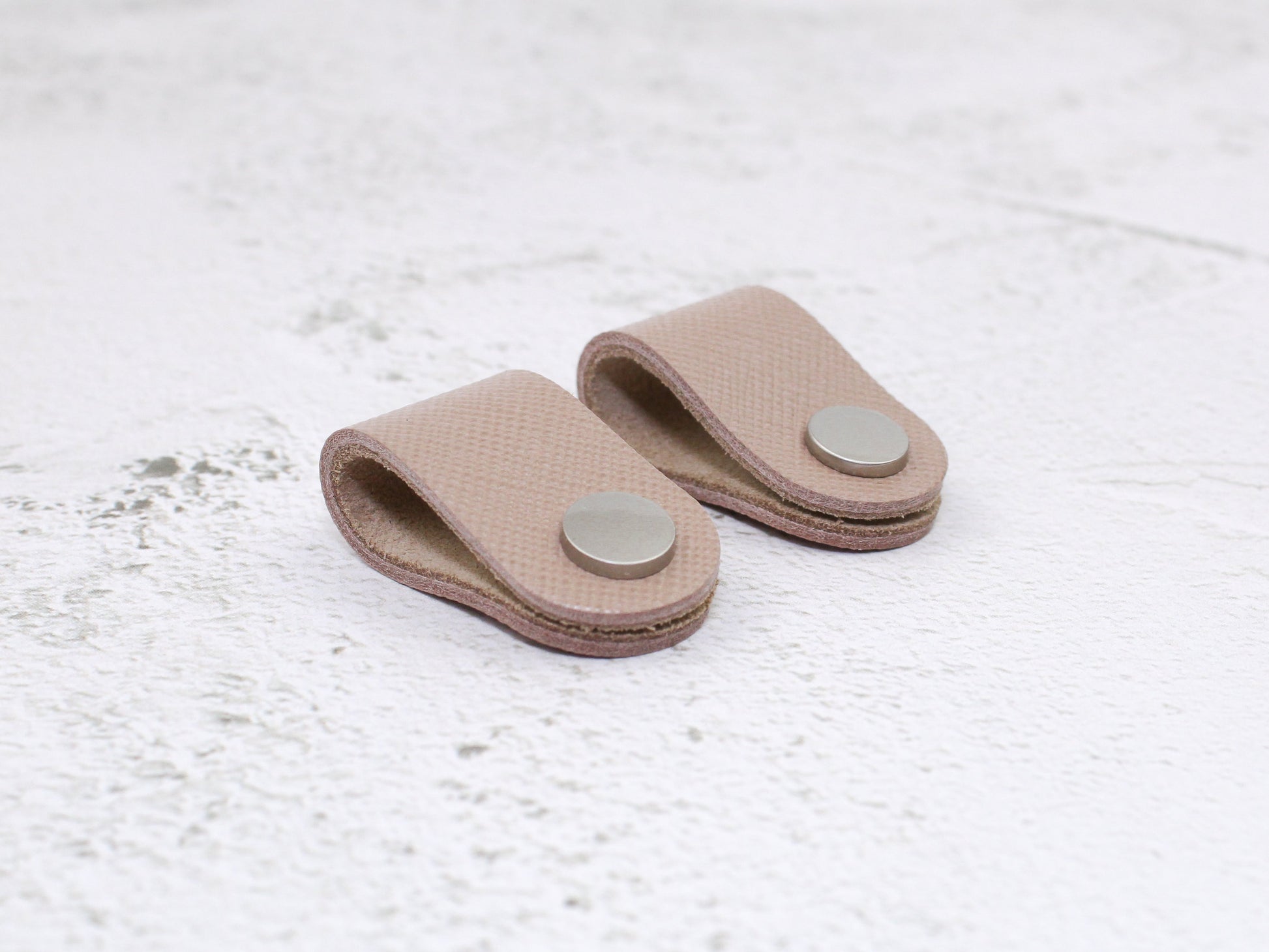 Set of 2 Cord Organiser Wraps | Cable Tidies | Nude Saffiano Leather with Suede