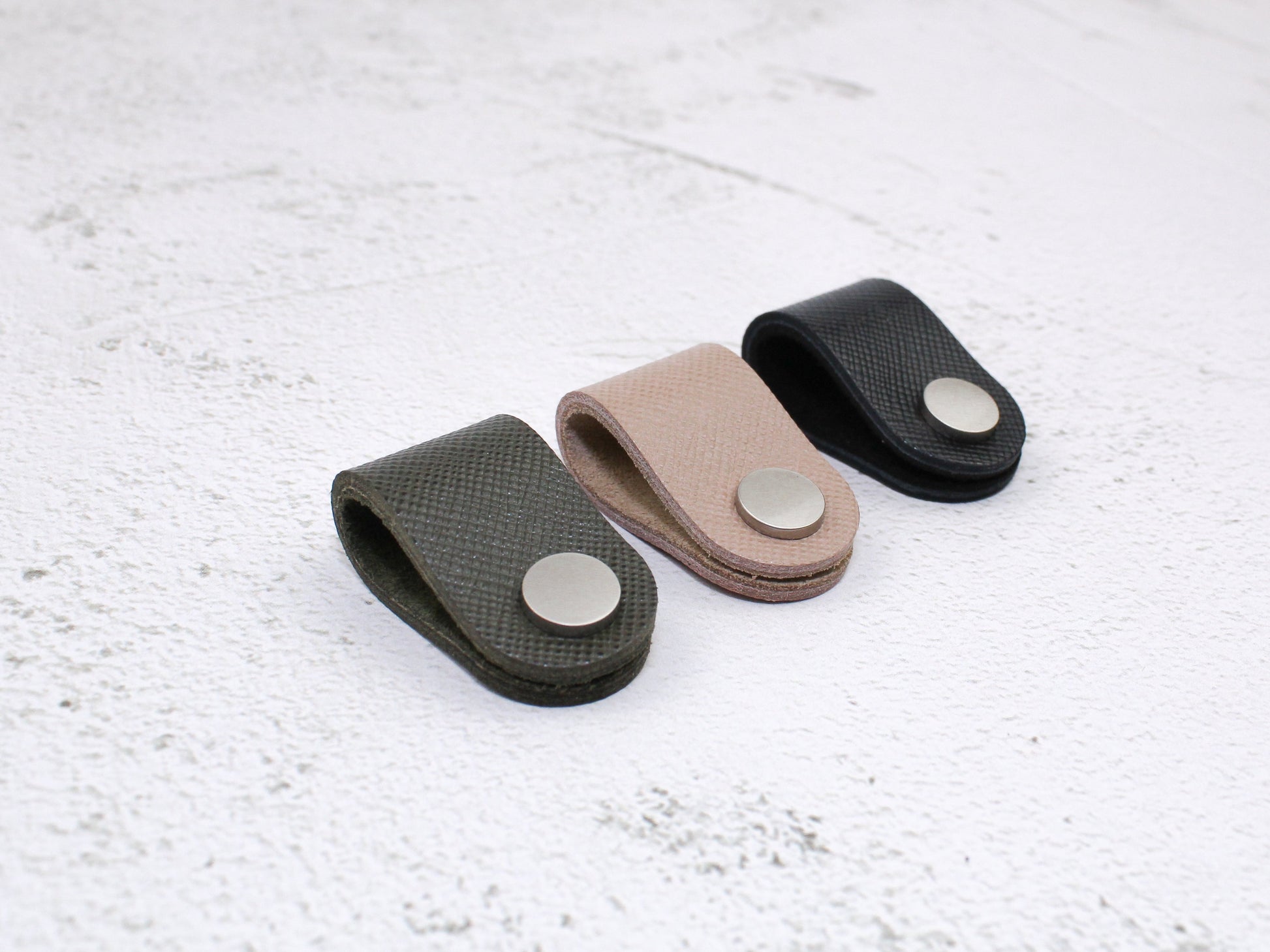 Set of 3 Cord Organiser Wraps | Cable Tidies | Mixed Saffiano Leather with Suede