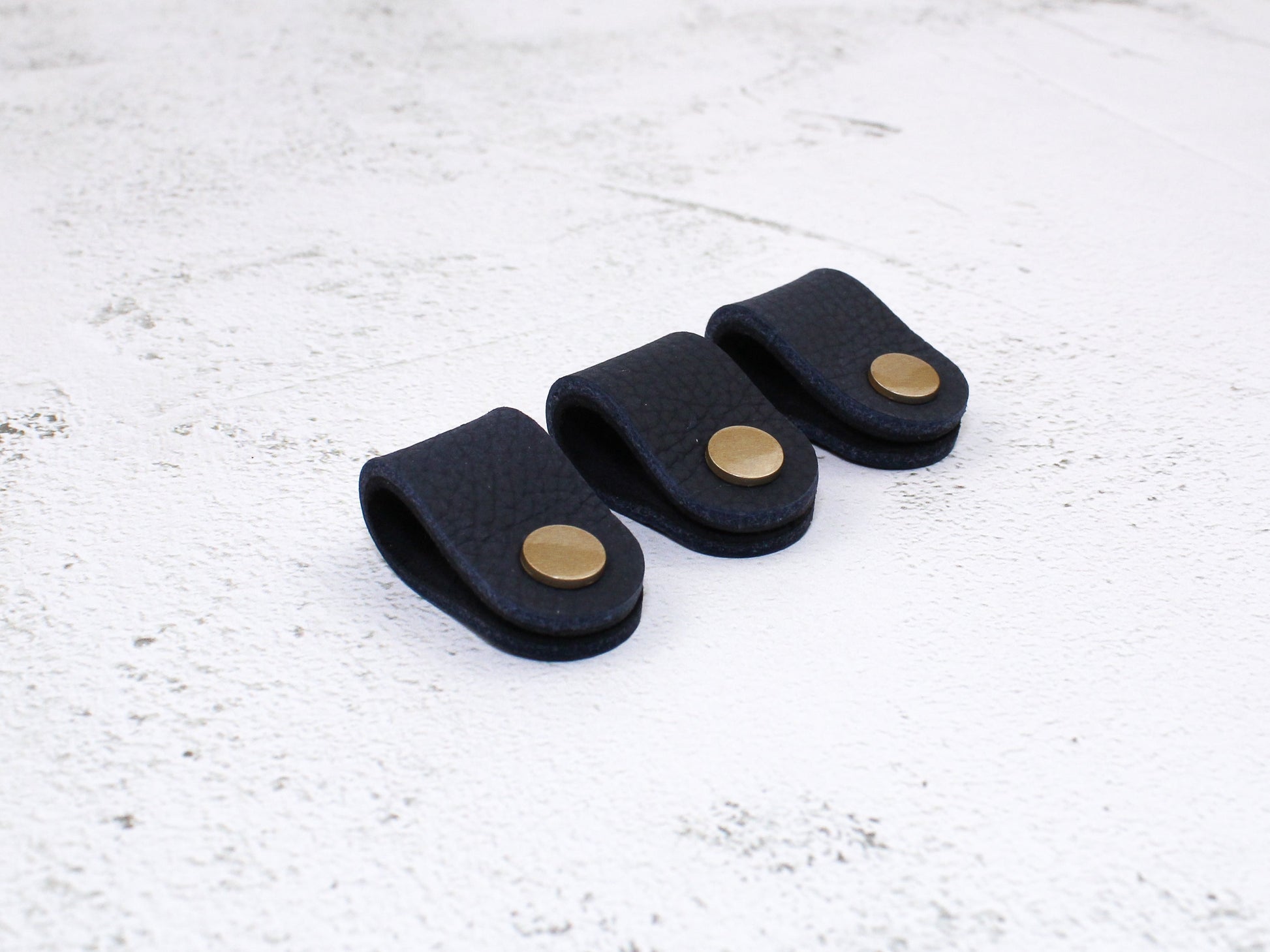 Set of 3 Cord Organiser Wraps | Cable Tidies | Navy Full Grain Leather with Suede