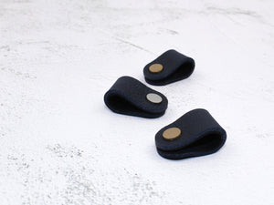 Set of 3 Cord Organiser Wraps | Cable Tidies | Navy Full Grain Leather with Suede