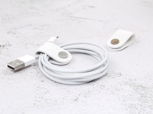 Set of 3 Cord Organiser Wraps | Cable Tidies | White Textured Faux Leather