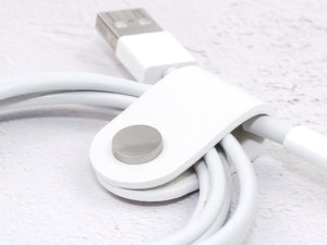 Set of 3 Cord Organiser Wraps | Cable Tidies | White Textured Faux Leather