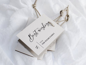 Style A | Set of 4 Mixed Personalised Gift Tags with Sand Faux Suede Cord | Mist
