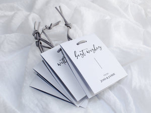 Style B | Set of 4 Mixed Personalised Gift Tags with Grey Faux Suede Cord | Cool Grey