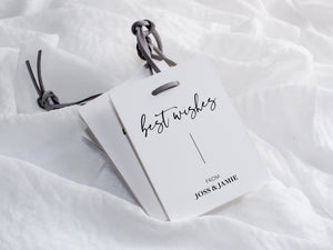Style B | Set of 4 Mixed Personalised Gift Tags with Grey Faux Suede Cord | White