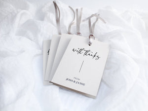 Style B | Set of 4 Mixed Personalised Gift Tags with Pearl Satin Ribbon | Mist