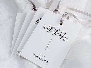 Style B | Set of 4 Mixed Personalised Gift Tags with Pearl Satin Ribbon | White