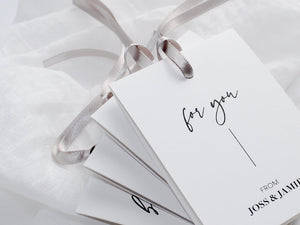 Style B | Set of 4 Mixed Personalised Gift Tags with Pearl Satin Ribbon | White