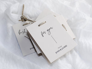 Style B | Set of 4 Mixed Personalised Gift Tags with Sand Faux Suede Cord | Mist